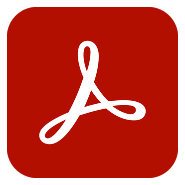 Adobe Acrobat Logo – rotes Quadrat mit weißem stilisierten ‚A‘, Symbol für PDF-Verarbeitung.